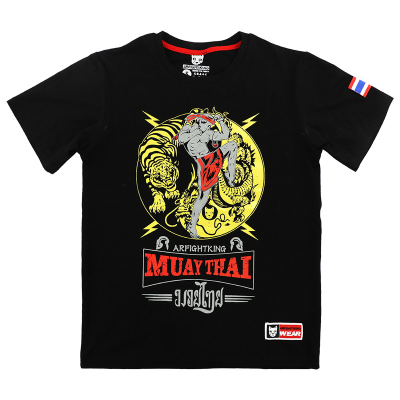 ARFIGHTKING泰拳击格斗男搏击短袖T恤MMA健身UFC播求运动训练夏薄