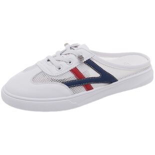 2026夏季薄款网面透气网鞋小白女鞋新款百搭爆款一脚蹬懒人半拖鞋