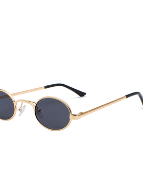 复古椭圆金框防UVA太阳镜