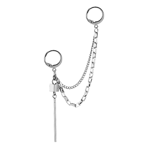 BTS防弹少年团郑号锡同款耳钉耳链男 朋克潮流双耳洞连体链条耳环