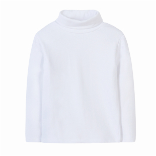 儿童白色高领t恤长袖男童女童加厚修身磨毛弹力打底衫纯棉春秋冬7