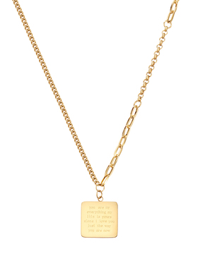 韩国新款字母方牌钛钢女短款项链