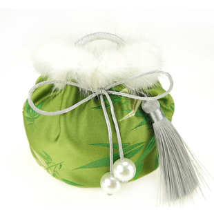 鹤语堂宫廷古风汤婆子布套 貂毛锦缎布绒 手炉套有凤来栖新品包邮