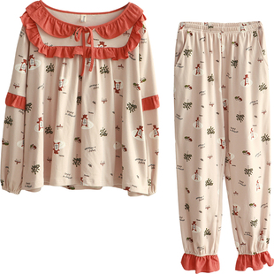 Bananagirl情侣睡衣纯棉可爱卡通少女睡衣全棉长袖春秋家居服套装