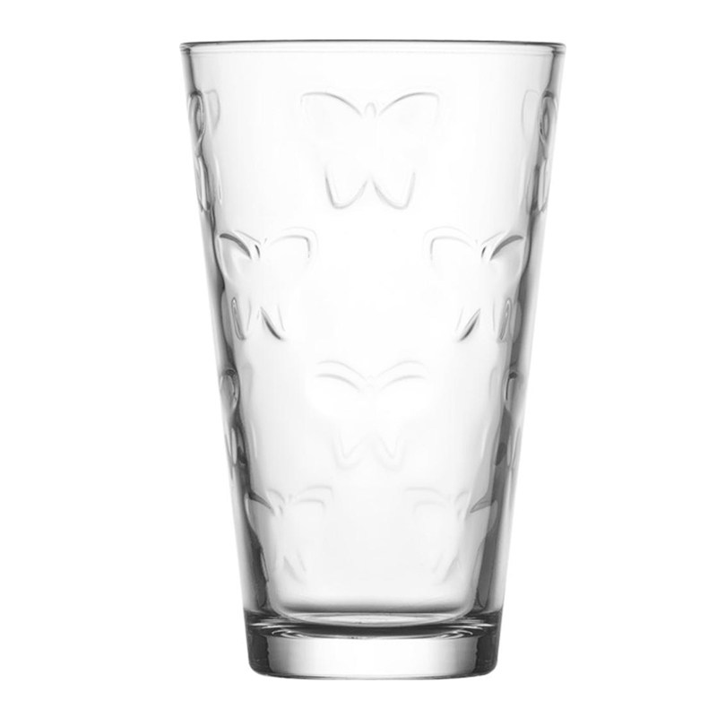 西瓜汁杯 玻璃透明杯多用咖啡茶杯牛奶杯无铅家用蝴蝶纹刻花杯