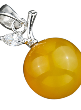 925银珍珠镶嵌蜜蜡银吊坠