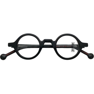 复古全圆形黑色小脸眼镜框玳瑁板材日系手工眼镜架配高度数近视男