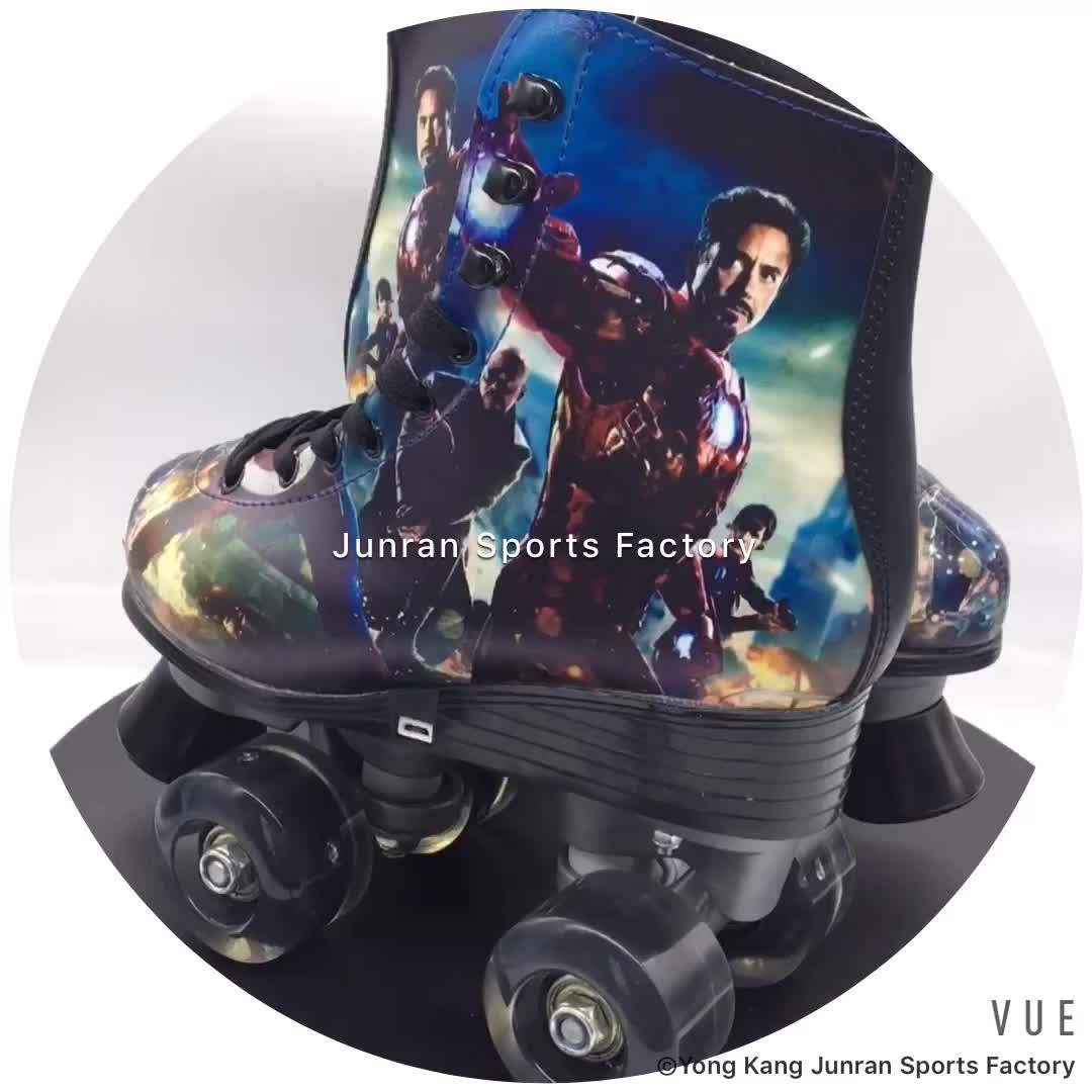 Latest Fashional Spiderman Pu Wheel Roller Skates Wholesale With Led