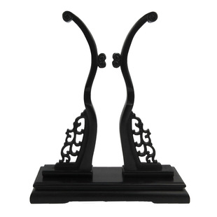 金艺苏绣中国风紫光檀木扇架扇托扇座双面绣古典宫扇团扇底座摆件