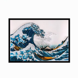 包邮海浪神奈川冲浪里浮世绘衍纸手工纸艺立体装饰画材料包A3套装