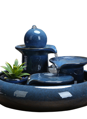 陶瓷工艺品喷泉招财摆件加湿器