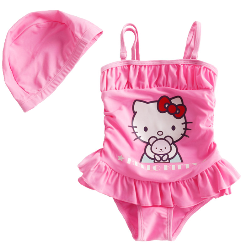 1-7岁粉色kitty女孩连体速干泳衣