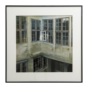 哥本哈根印象 哈默修伊 纯正轻奢北欧风格细边金属相框艺术装饰画