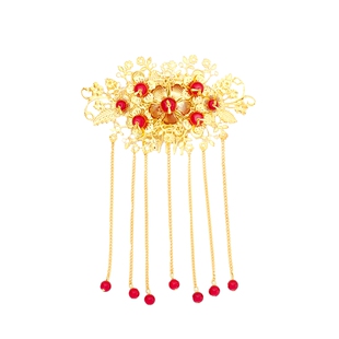 包邮新娘头饰红色古装流苏发插梳凤冠后梳中式秀和服旗袍配饰1930