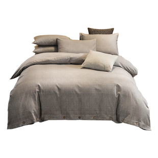 老粗布四件套100纯棉全棉不起球亚麻被套床单床笠三件套床上用品