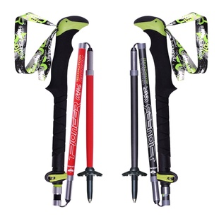 开拓者 五节碳纤维折叠登山杖 超轻可伸缩碳素拐杖 徒步户外手杖