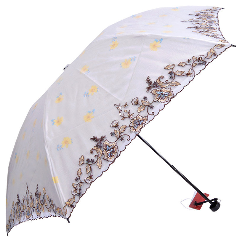 太阳城彩胶防晒遮光晴雨伞三折