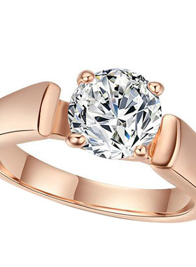 欧美简约夸张1克拉4水晶锆石