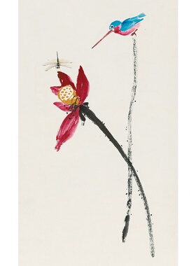 diy齐白石花卉数字手绘油彩画