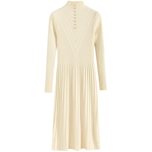 新款秋冬a字连衣裙女气质长款过膝半高领外穿修身收腰针织打底衫