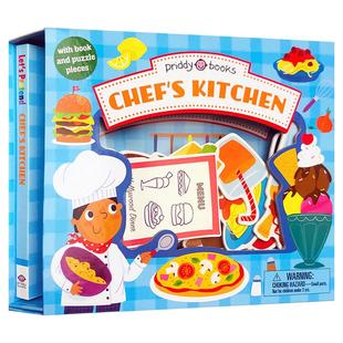英文原版小小角色扮演家过家家Let's Pretend Chef's Kitchen厨师消防员赛车手宇航员Astronaut公主派对操作互动游戏书firefighter