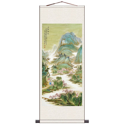 青绿山水茶楼装饰画张大千礼品