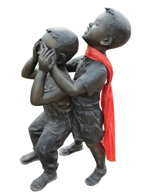 玻璃钢园林小孩大型景观雕塑定制