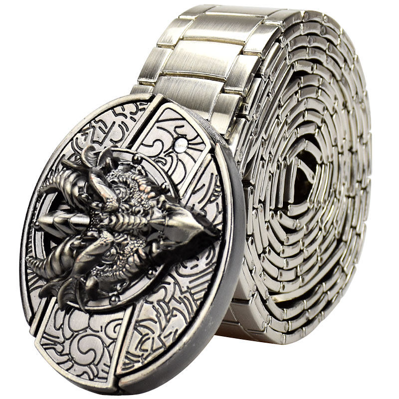 金属不锈钢防身腰带男士皮带小刀个性潮流青年休闲时尚重型金刚鞭