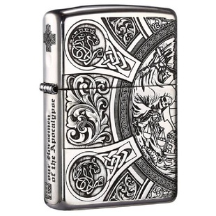 zippo防风打火机正品纯银盔甲机蚊版环绕天启四骑士送男士礼物