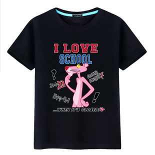 粉红豹T恤港风纯棉半袖原宿男女情侣装夏装潮牌短袖大码宽松体恤