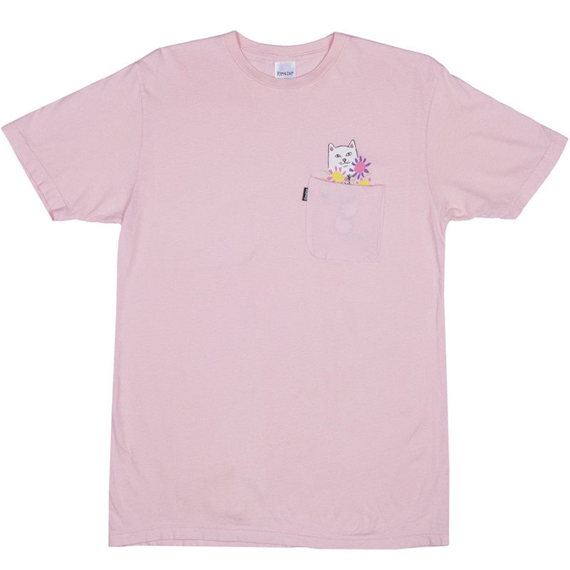 新品RIPNDIP Nermcasso贱猫中指猫向日葵口袋短袖 T恤 情侣 男女