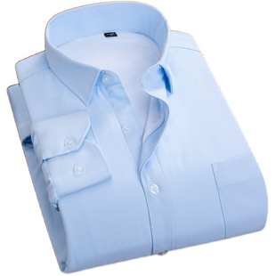 春夏男士白衬衫长袖休闲伴郎衬衣商务正装银行工作服蓝黑短袖寸