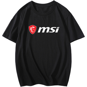 微星msi红龙logo圆领衣服短袖T恤