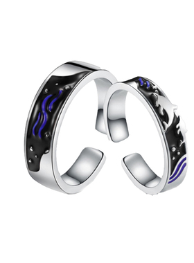 原创大海日韩冷淡学生情侣戒指