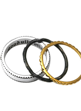 GoodVibrations潮品 正品925纯银个性潮流三件套复古女款戒指