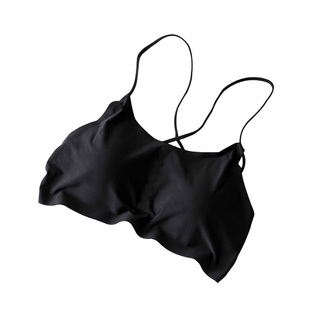 夏天少女冰丝防走光裹胸带胸垫细肩带吊带小背心打底内搭抹胸内衣