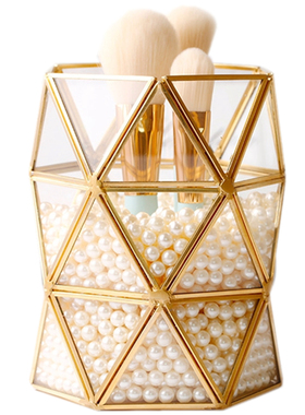 复古风玻璃化妆刷收纳桶装饰品