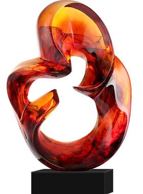 抽象透明雕塑装饰品玄关现代琉璃