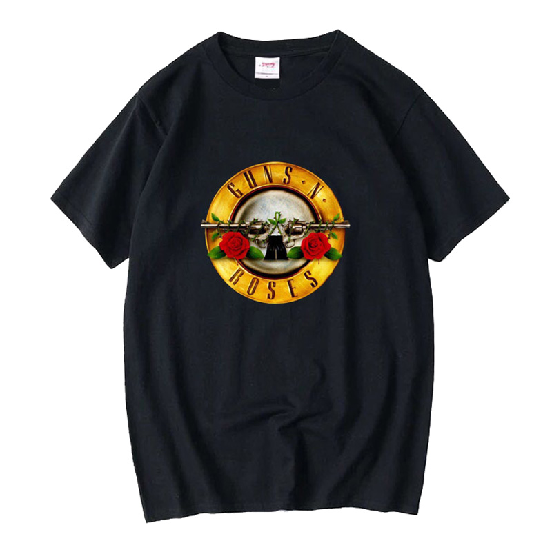 枪花T恤枪炮与玫瑰摇滚火GunsNRoses乐队2024爆款厂家直供短袖衫