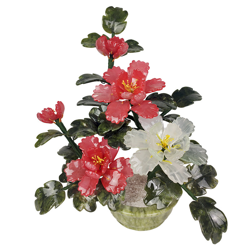 景泰蓝玉石客厅桌面绿物插花摆件