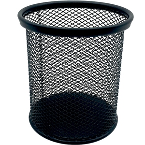 韩国创意文具 防锈笔筒 黑色金属网笔桶办公桌收纳文具筒简约时尚