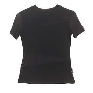 夏季新款莫代尔网纱短袖女拉丁舞上衣跳国标摩登交谊舞蹈形体服装