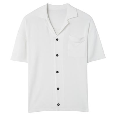 短袖T恤设计师款古巴领纽扣开襟