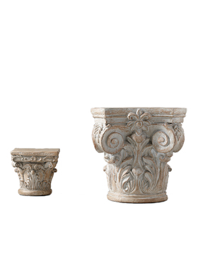 软装茶几欧式风古建筑墩子摆件