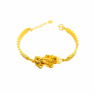 新款铜钱纹金貔貅手链女黄铜镀金久不掉色仿黄金越南沙金饰品手镯