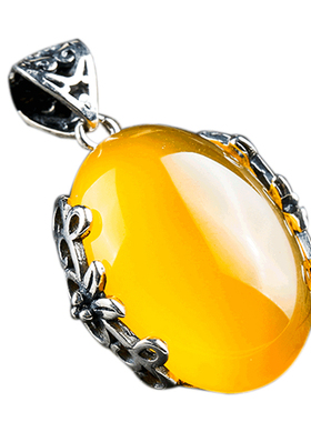 纯银吊坠空托diy镶嵌绿松石琥珀