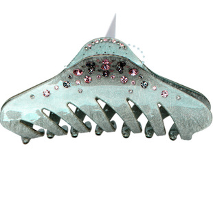 一把抓发卡妈妈盘头发夹 水钻长款大号波纹抓卡子气质亚克力抓夹