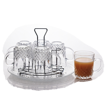 带把玻璃杯子套装家用耐热带杯架