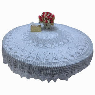 圆桌布布艺田园圆形蕾丝桌布家用欧式小转盘台布简约现代餐桌垫布