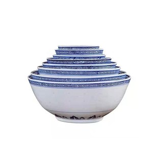 米饭碗面碗景德镇青花玲珑碗瓷碗老式复古微波炉釉下彩中餐厅餐具